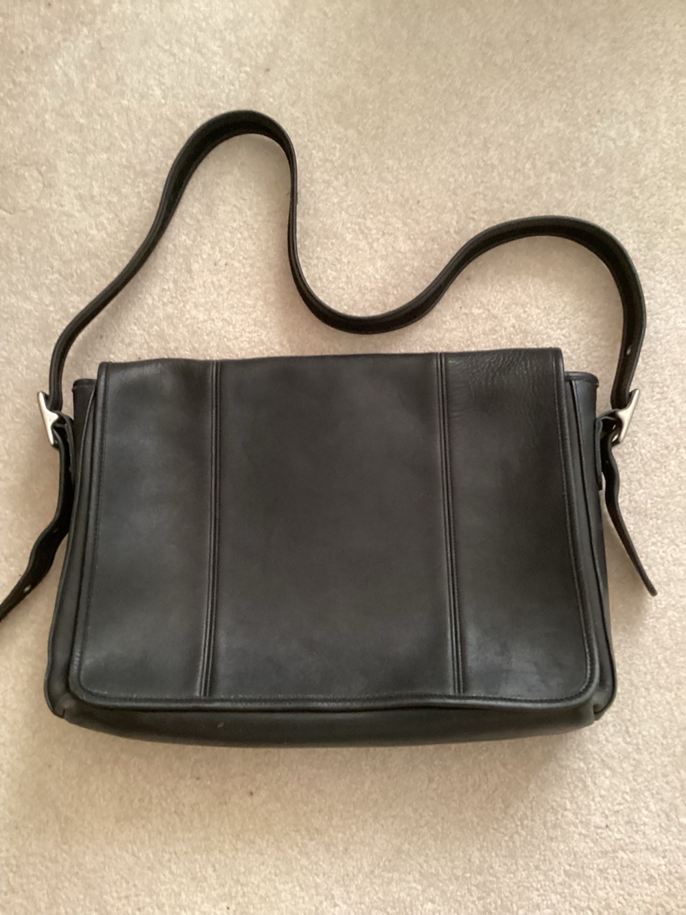 Vintage Coach Black Leather Unisex Legacy Mail Messenger Bag #9065